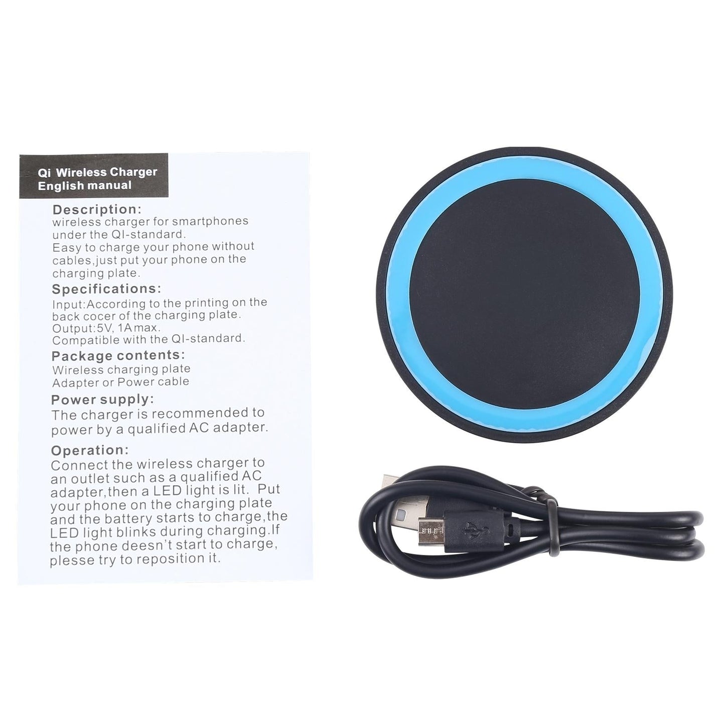 Universal 5W Round Wireless Charger – Fast Charging Pad for Qi-Enabled Devices – White