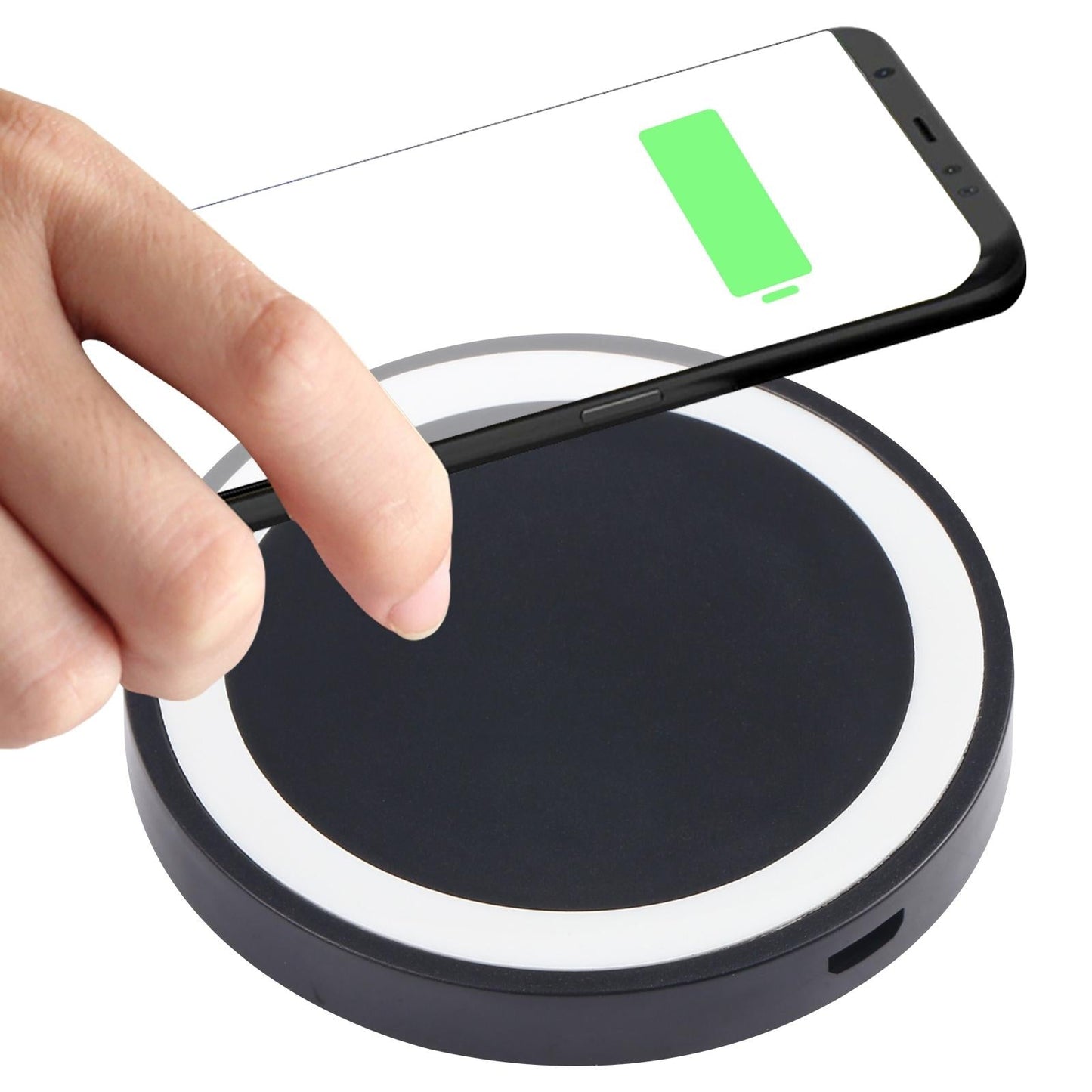 Universal 5W Round Wireless Charger – Fast Charging Pad for Qi-Enabled Devices – White