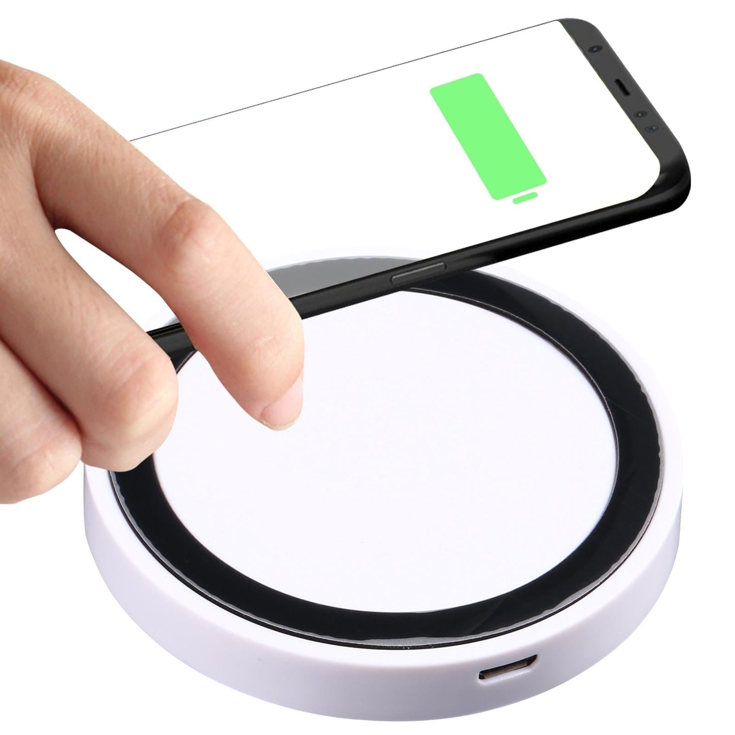 Universal 5W Round Wireless Charger – Fast Charging Pad for Qi-Enabled Devices – White
