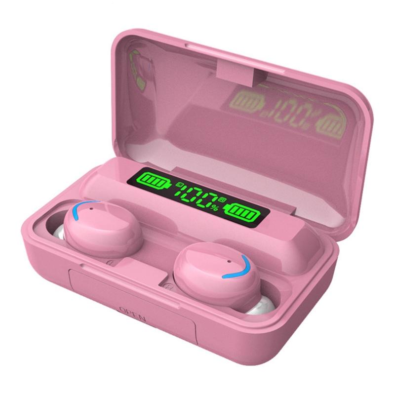 Yellow Macaron Bluetooth Earphones with LED Display & Noise Reduction – Wireless Earbuds