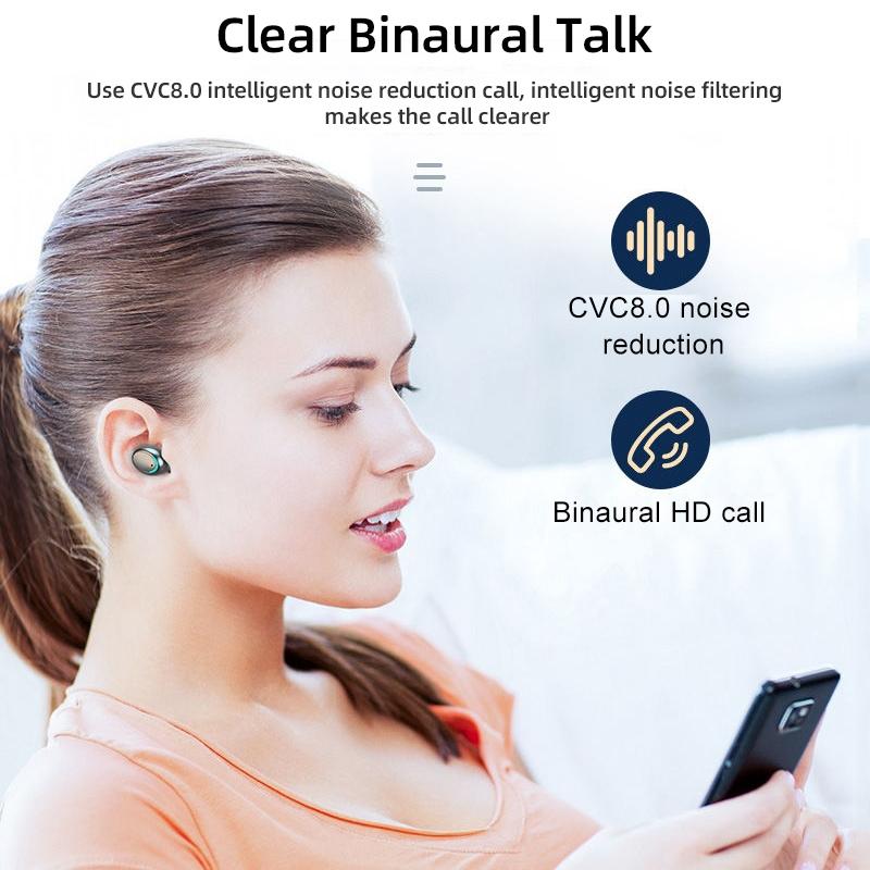 Yellow Macaron Bluetooth Earphones with LED Display & Noise Reduction – Wireless Earbuds