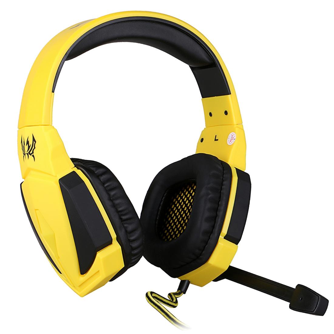 USB Stereo Gaming Headset with Mic & LED – 2.2M Cable, Black/Yellow, Noise Cancelling, Surround Sound