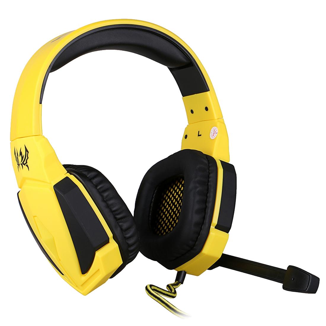 USB Stereo Gaming Headset with Mic & LED – 2.2M Cable, Black/Yellow, Noise Cancelling, Surround Sound