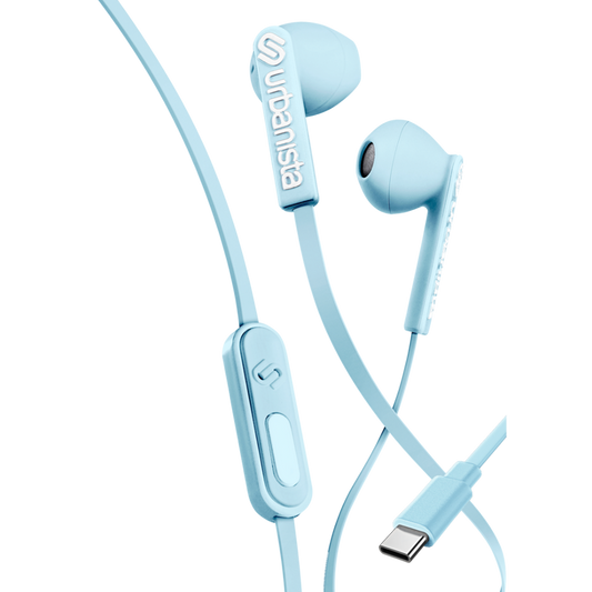 Urbanista San Francisco USB-C Earphones – In-Ear Wired Headphones with Microphone – Skylight Blue