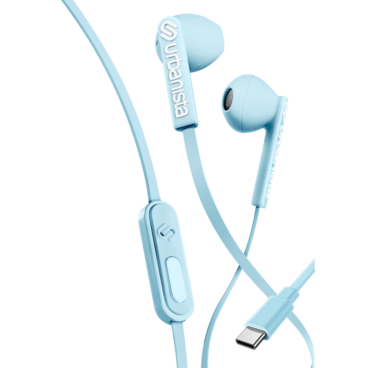 Urbanista San Francisco USB-C Earphones – In-Ear Wired Headphones with Microphone – Skylight Blue
