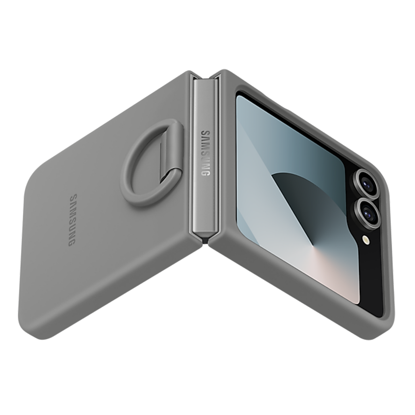 Samsung Silicone Case with Ring for Galaxy Z Flip6 – Shockproof Slim Cover – Grey