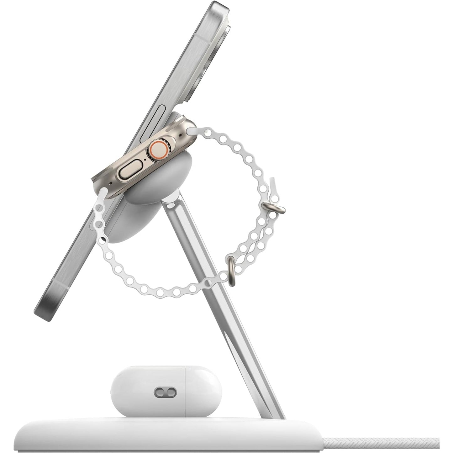 Belkin BoostCharge PRO 3-in-1 Qi2 Wireless Charger Stand – 15W MagSafe Compatible, 2024 Model, White