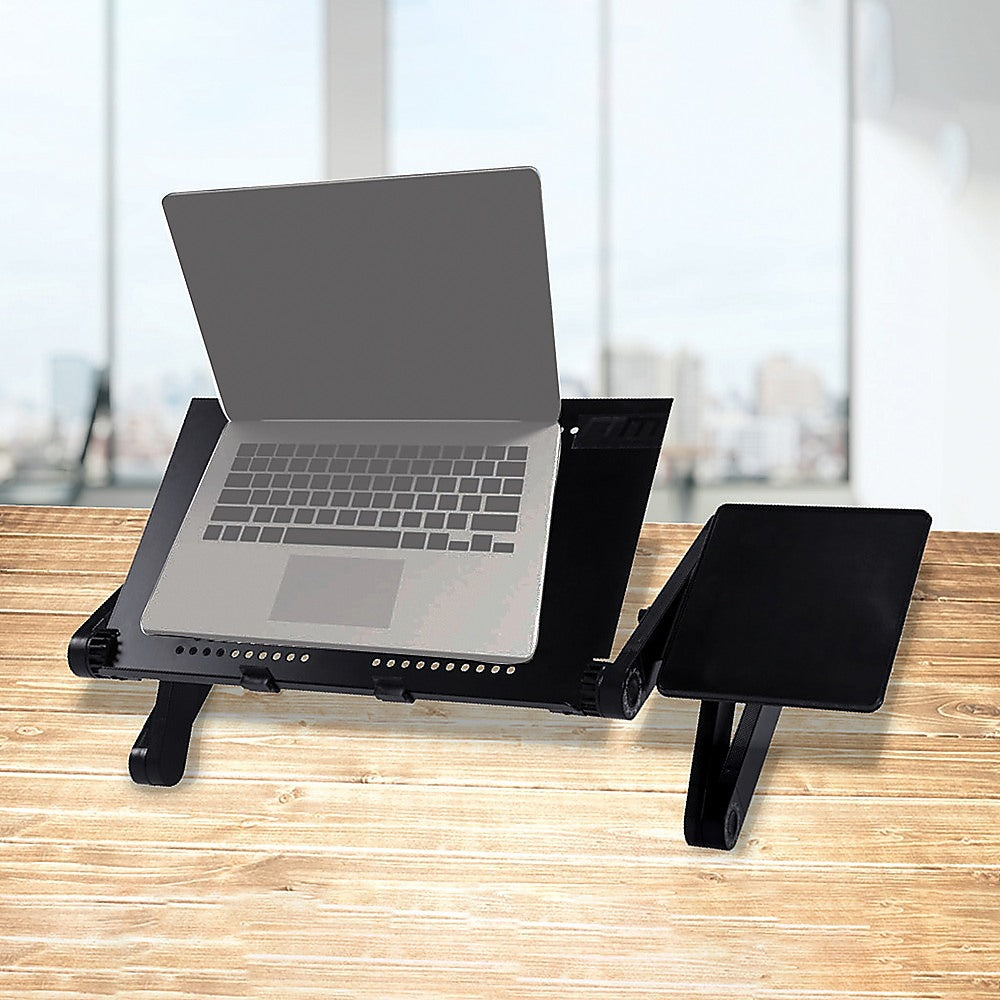 Aluminum Alloy Folding Laptop Stand Desk – Adjustable Bed Tray Table with Mouse Pad Support