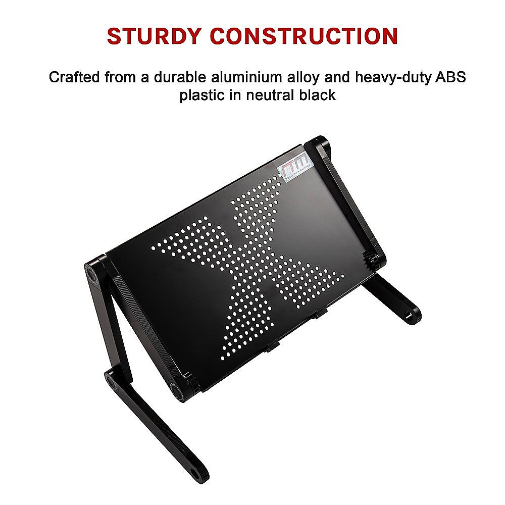 Aluminum Alloy Folding Laptop Stand Desk – Adjustable Bed Tray Table with Mouse Pad Support