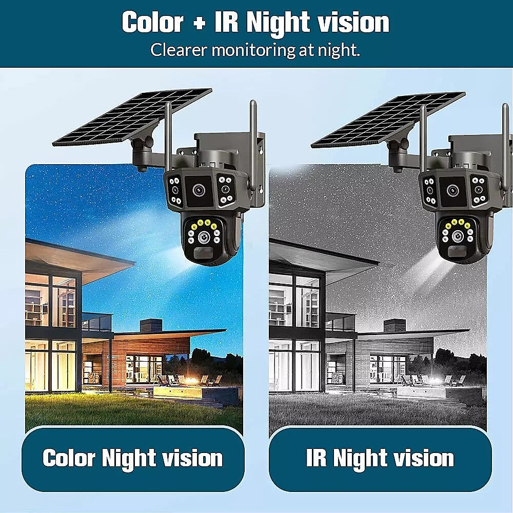 9MP Wireless Solar Security Camera – Outdoor PTZ CCTV with WiFi, Battery Powered, V380 App – Home Surveillance System
