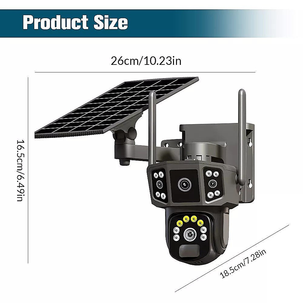 9MP Wireless Solar Security Camera – Outdoor PTZ CCTV with WiFi, Battery Powered, V380 App – Home Surveillance System