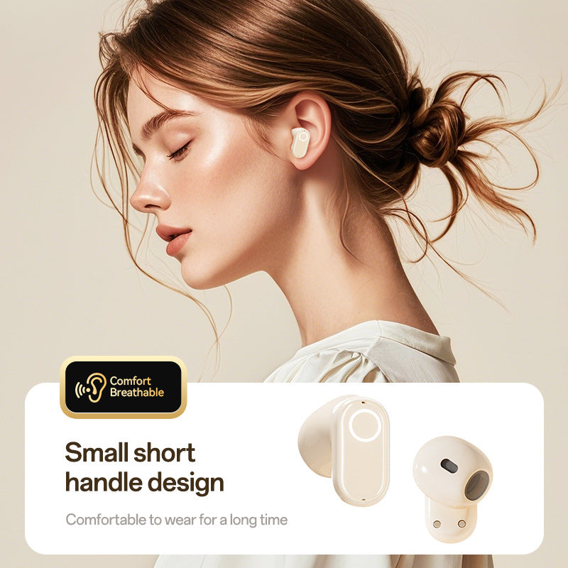Black M84 Plated In-Ear Bluetooth Earphones – Wireless, Noise-Cancelling, Retro Minimalist Design with Short Handle