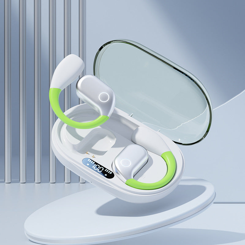 M82 Transparent OWS Wireless Bluetooth Earphones – Clear Sound, Over-Ear Comfort Fit – White