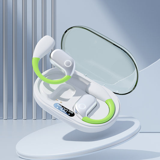 M82 Transparent OWS Wireless Bluetooth Earphones – Clear Sound, Over-Ear Comfort Fit – White