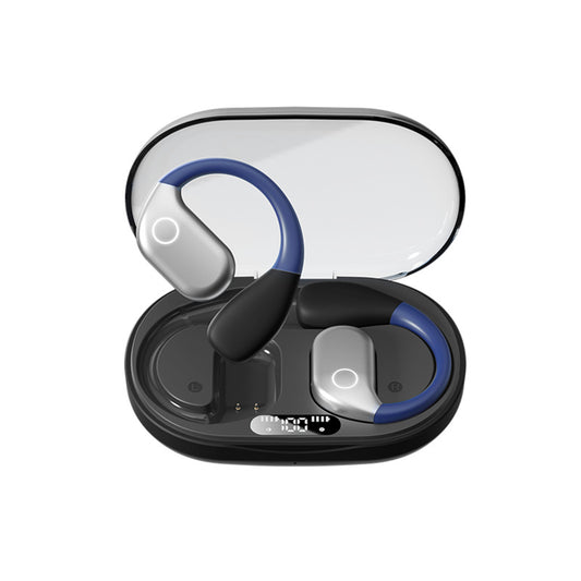 Black M82 Transparent OWS Wireless Bluetooth Earphones – Clear Sound & Comfortable Over-Ear Fit"