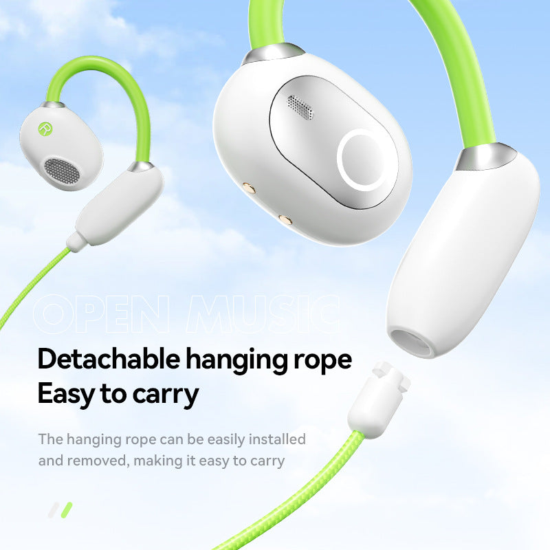 Green M80 Transparent OWS Over-Ear Bluetooth Earphones – Wireless, Clear Sound & Stylish Design