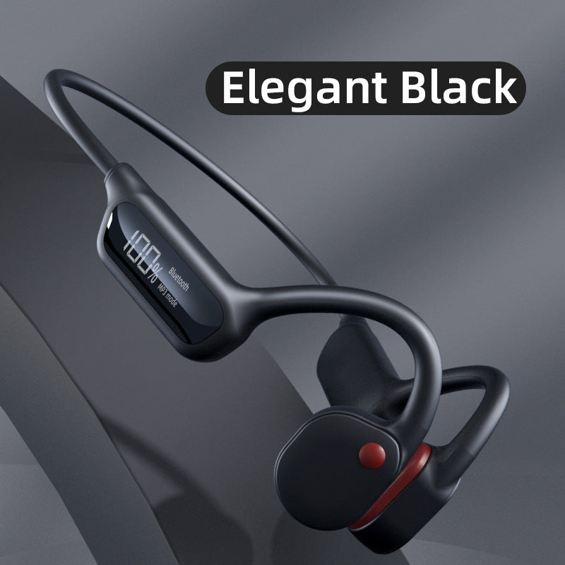 Black Waterproof Bone Conduction Bluetooth Headset with 32GB Built-In Memory – Lightweight & Durable for Sports