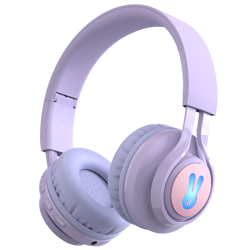 Purple Bunny Wireless Headphones with Glowing Logo | Bluetooth 5.0 & 85dB Volume Limit Mode