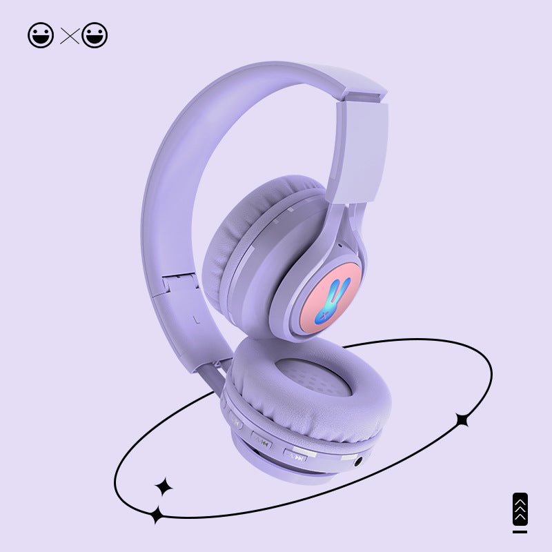 Purple Bunny Wireless Headphones with Glowing Logo | Bluetooth 5.0 & 85dB Volume Limit Mode