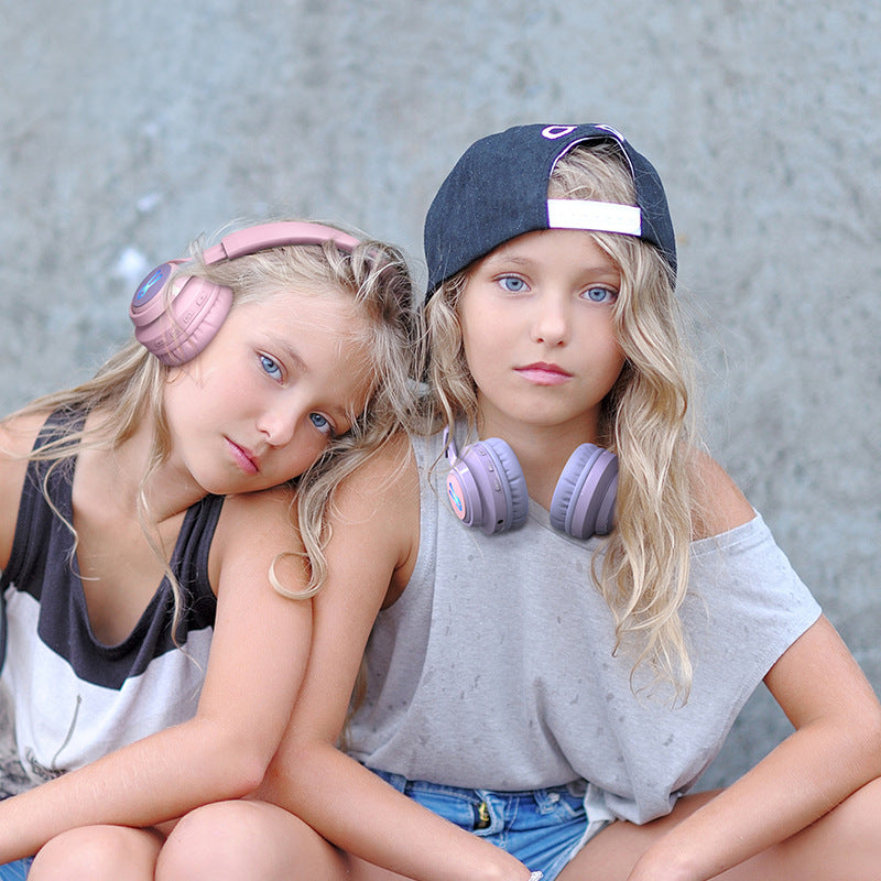 Purple Bunny Wireless Headphones with Glowing Logo | Bluetooth 5.0 & 85dB Volume Limit Mode