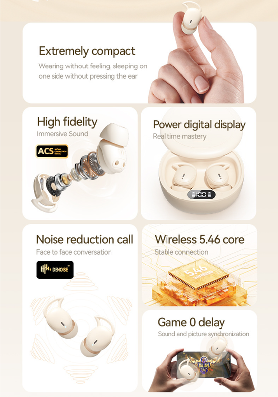 Black Sleep Earphones – Ultra-Comfortable Mini In-Ear Headphones for Side Sleepers & Relaxation