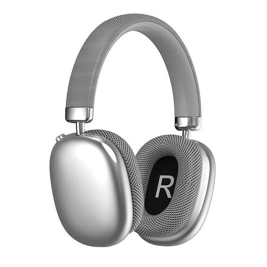 Silver Wireless Over-Ear Headphones – Bluetooth 5.3 with Knob Control. Hi-Fi Sound & Comfortable Fit