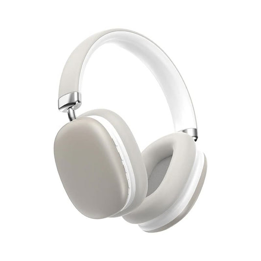 Beige Wireless Bluetooth Over-Ear Headphones – Deep Bass, Foldable Design & Long Battery Life