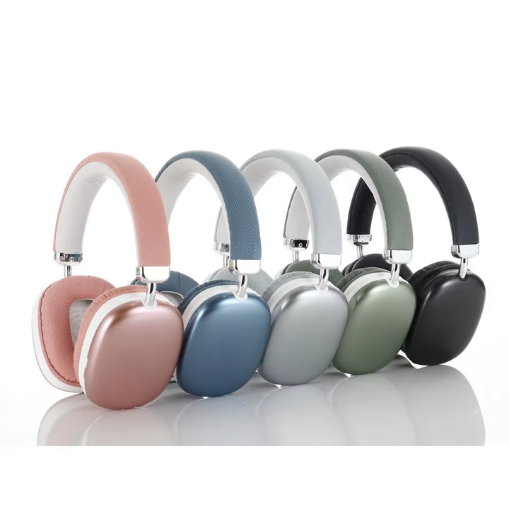 Beige Wireless Bluetooth Over-Ear Headphones – Deep Bass, Foldable Design & Long Battery Life