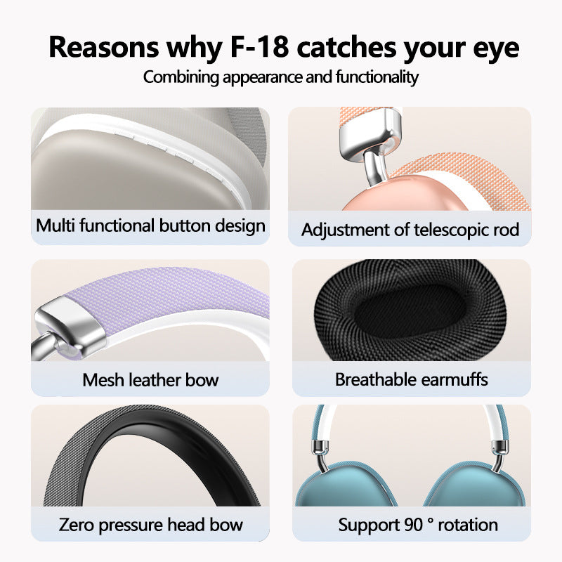 Beige Wireless Bluetooth Over-Ear Headphones – Deep Bass, Foldable Design & Long Battery Life