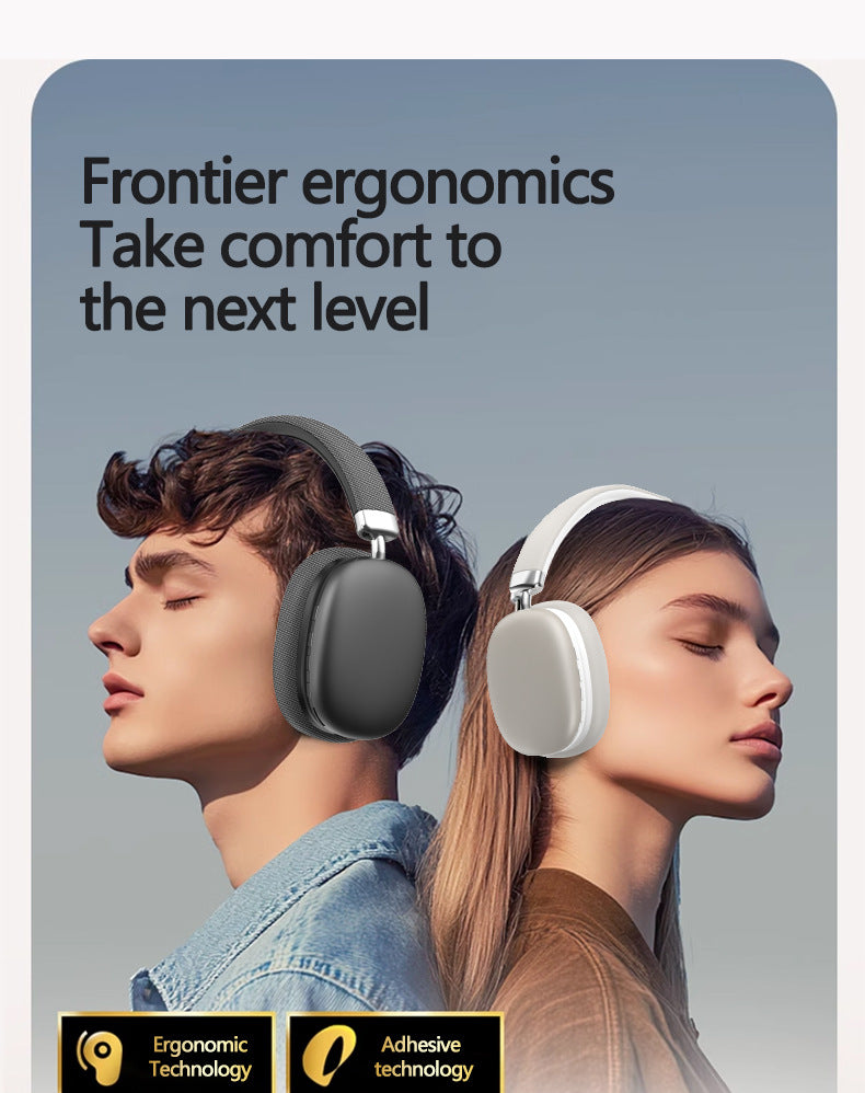 Beige Wireless Bluetooth Over-Ear Headphones – Deep Bass, Foldable Design & Long Battery Life