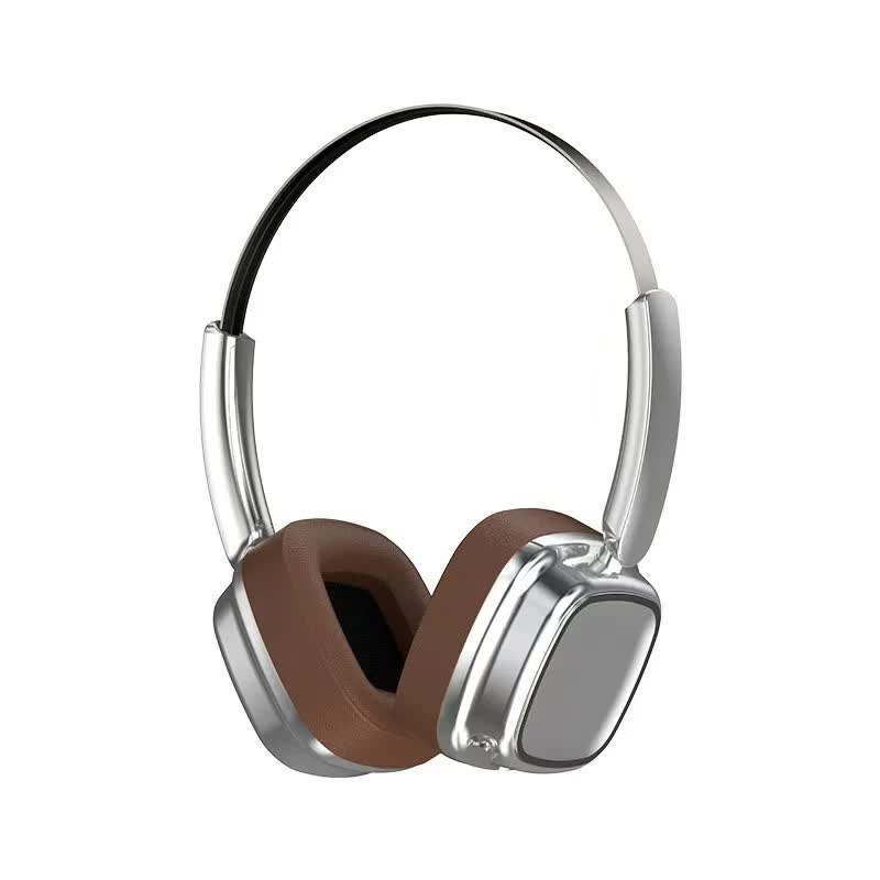 Silver & Brown Compact Retro Wireless Bluetooth Headphones. Deep Bass & Immersive Sound