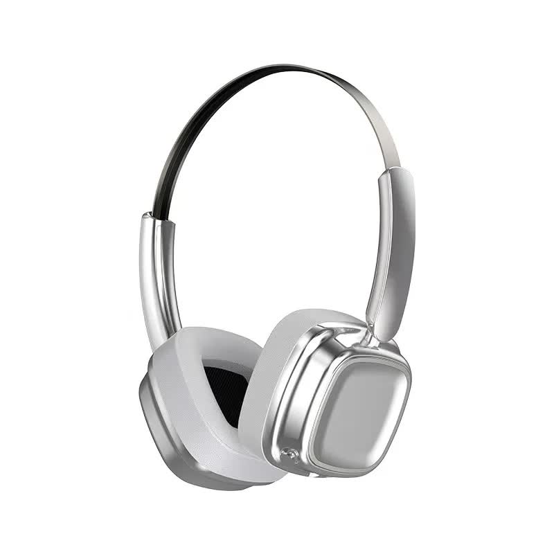 Silver Compact Retro Wireless Bluetooth Headphones – Deep Bass & Immersive Sound