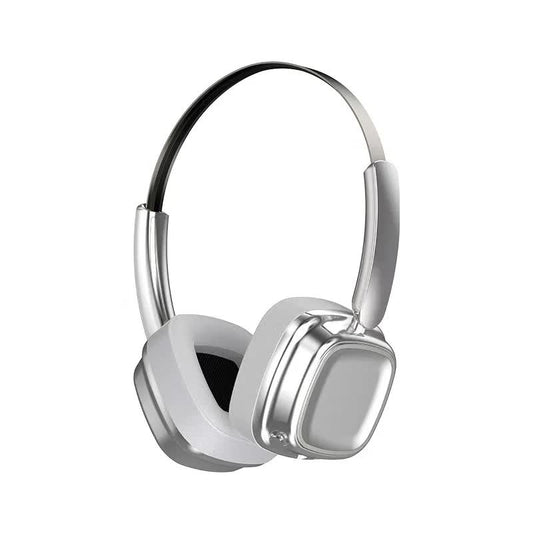 Silver Compact Retro Wireless Bluetooth Headphones – Deep Bass & Immersive Sound