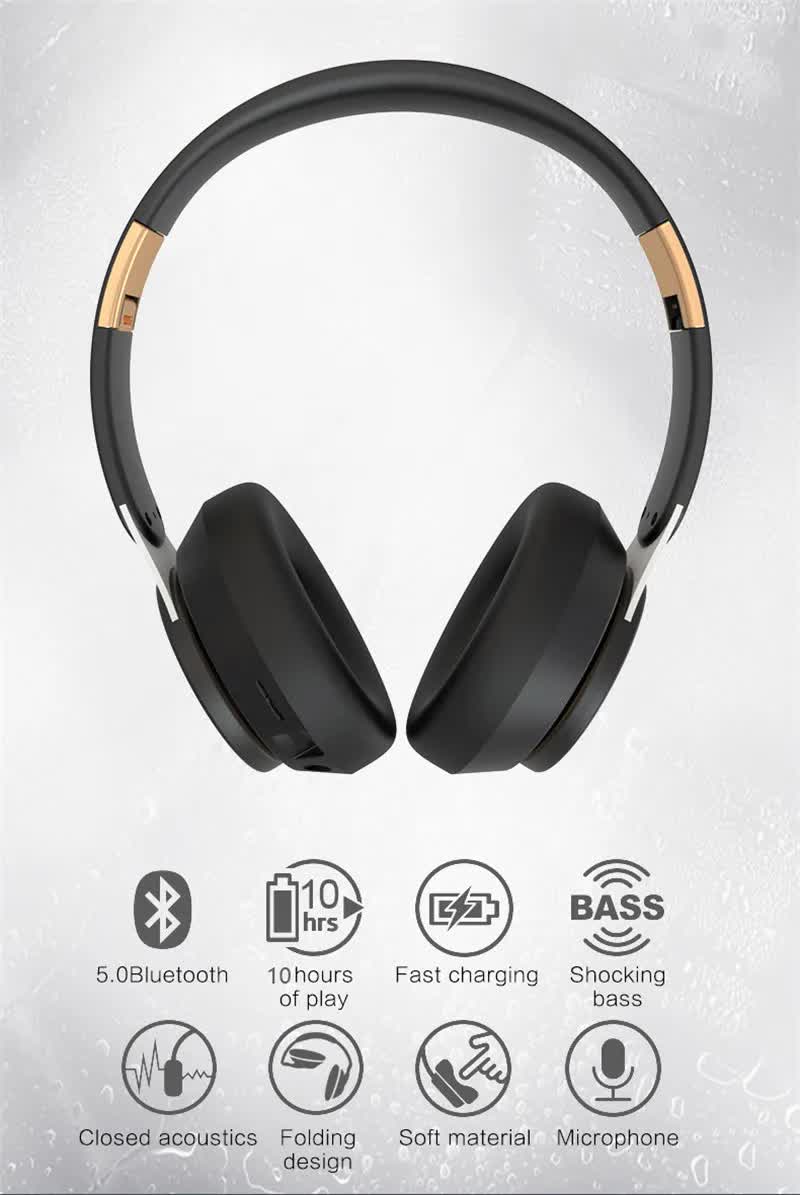 Dark Green Wireless Bluetooth Headphones – Noise Reduction, Heavy Bass, Long Battery Life, TF Card Support