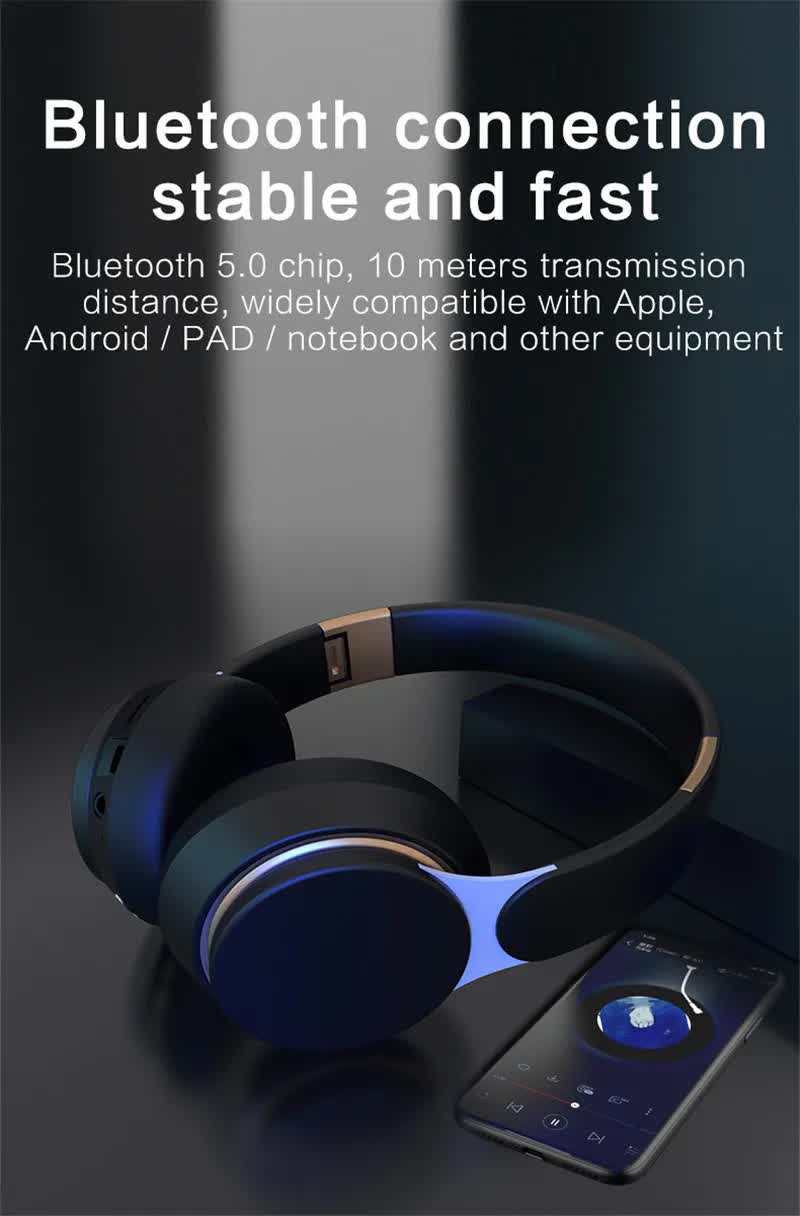 Dark Green Wireless Bluetooth Headphones – Noise Reduction, Heavy Bass, Long Battery Life, TF Card Support