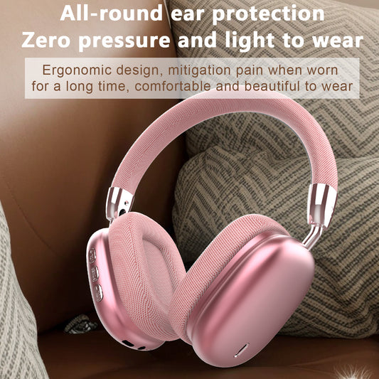 Premium Wireless Bluetooth Headphones – Stereo Hi-Fi Sound, Over-Ear Design – Pink