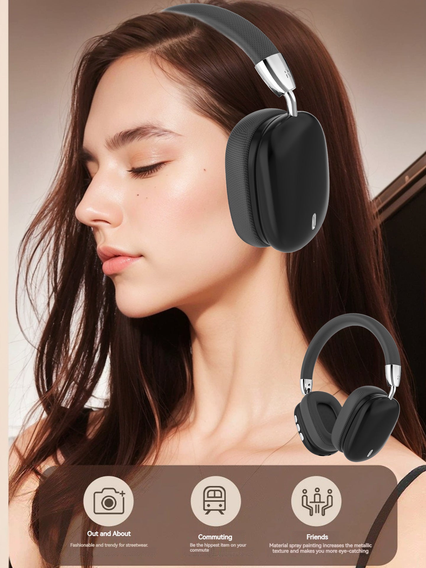 Premium Wireless Bluetooth Headphones – Stereo Hi-Fi Sound, Over-Ear Design – Pink