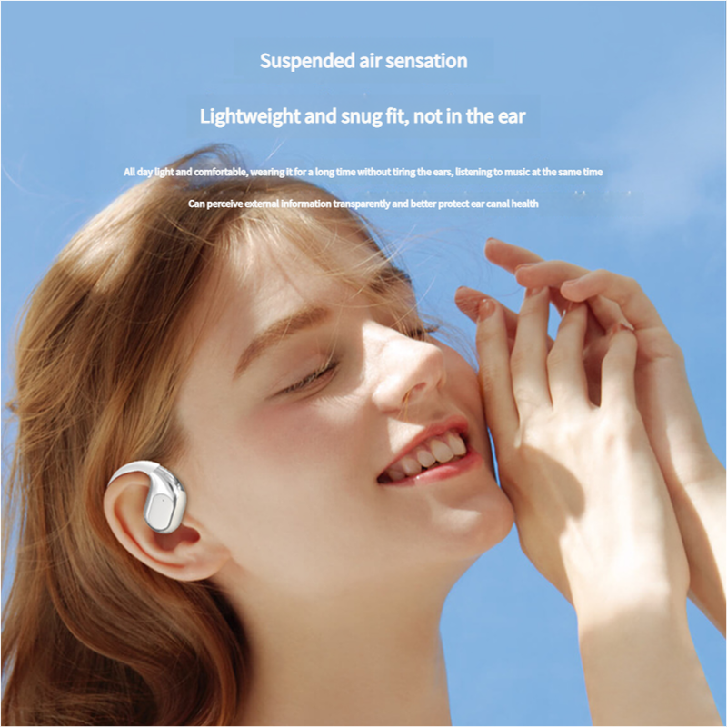 Open-Ear Conduction TWS Earbuds – Bluetooth 5.5, HiFi Sound, LED Display – Pink