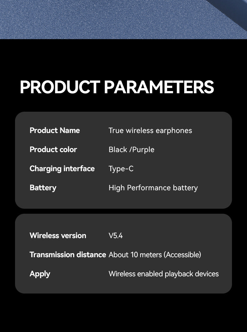 Smart TWS Earbuds with Full Touch Screen Charging Case – Bluetooth 5.4, Open-Ear Design, Noise Reduction – Black