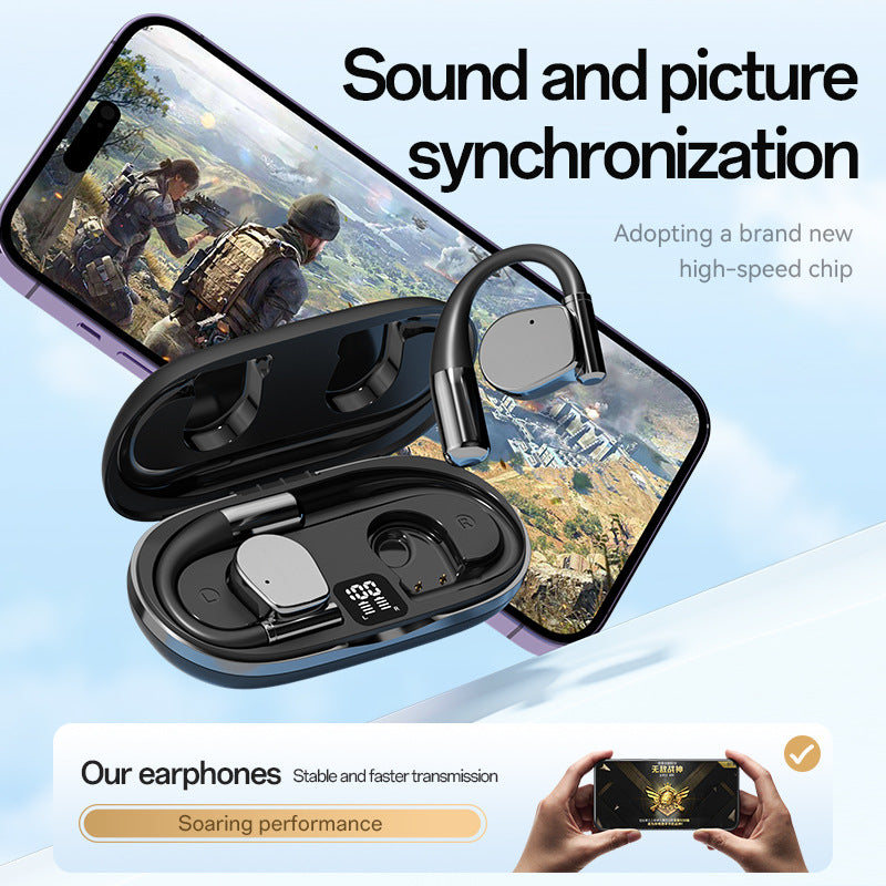 Open-Ear TWS Wireless Earbuds – Hi-Fi Sound, Dolby Surround, LED Display Charging Case – White