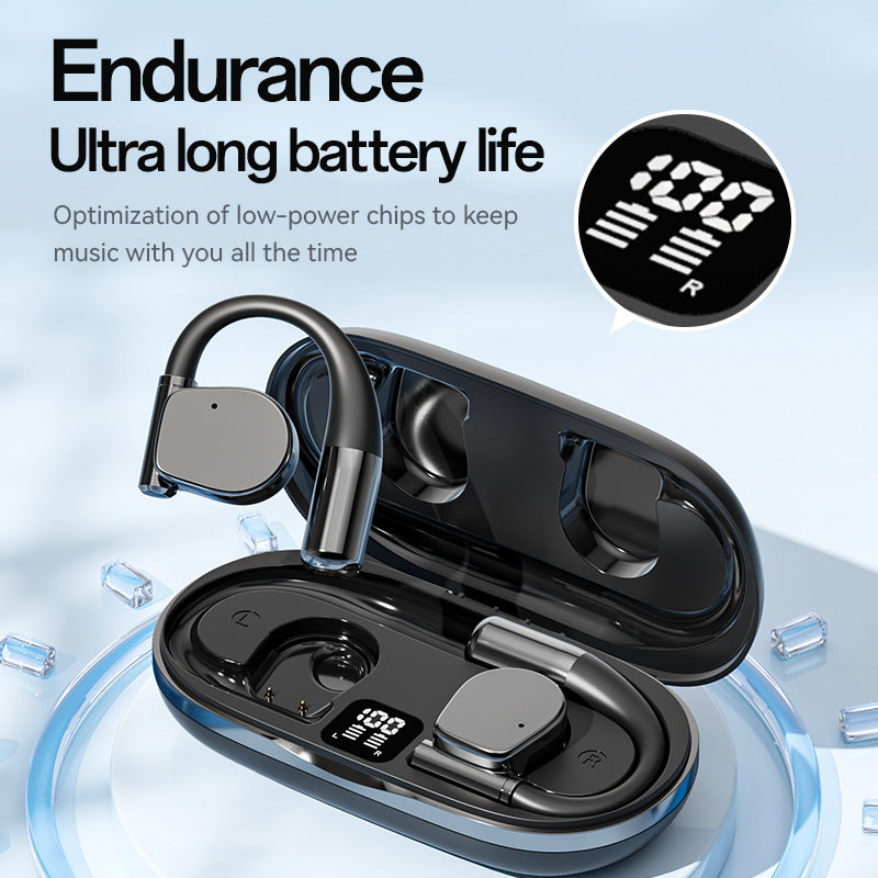 Open-Ear TWS Wireless Earbuds – Hi-Fi Sound, Dolby Surround, LED Display Charging Case – White