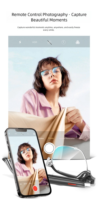 Black Smart Audio Glasses with Bluetooth 5.0 – Half Frame Sunglasses, Open-Ear Sound, Anti-Blue Light Lenses, IP65 Water Resistant