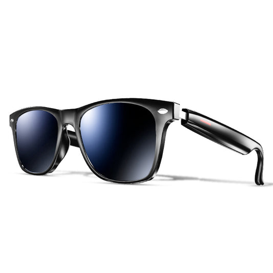 Black Smart Audio Glasses with Bluetooth 5.0 – Full Frame Sunglasses, Open-Ear Sound, Anti-Blue Light Lenses, IP65 Water Resistant