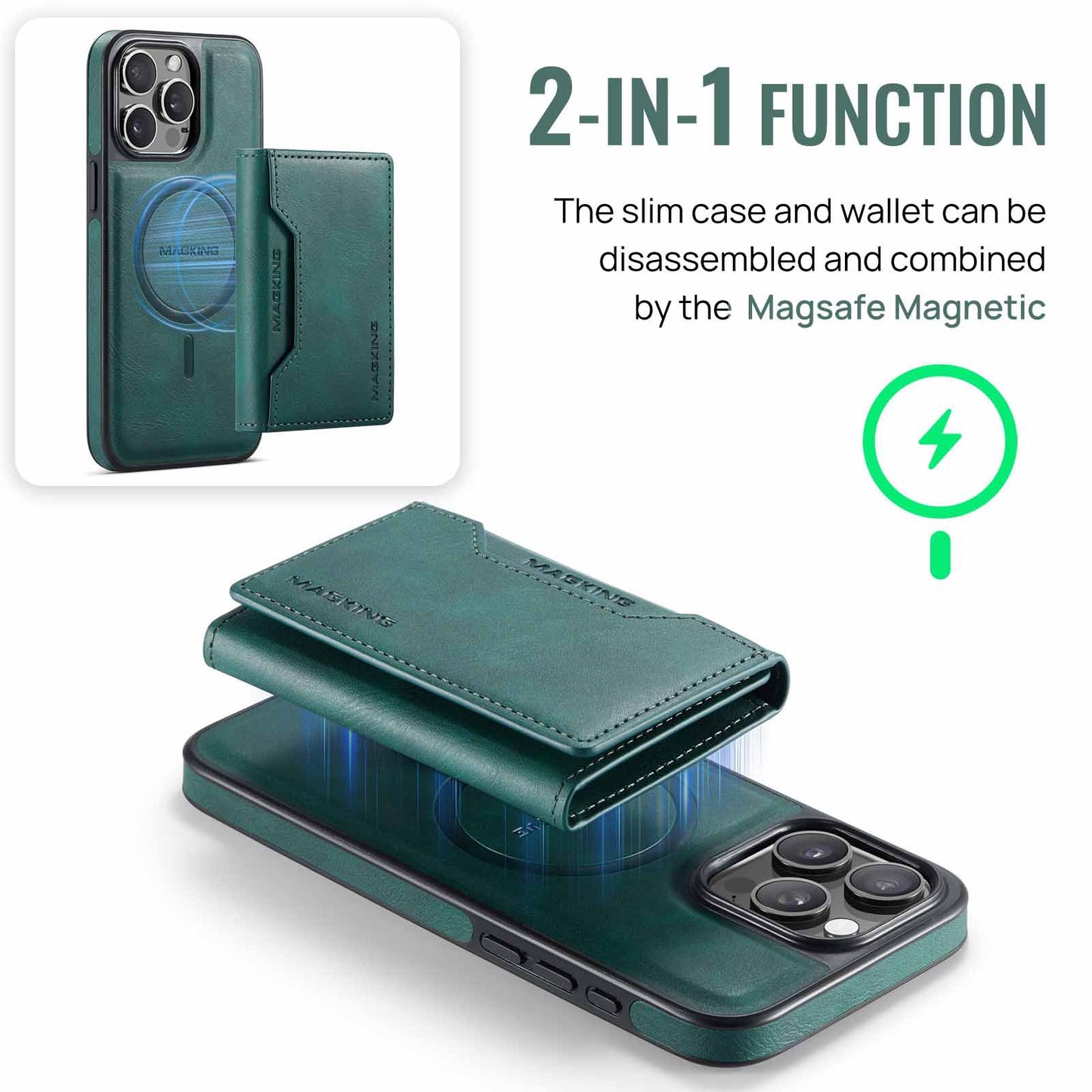Coffee Premium MagSafe Wallet Case for iPhone 16 Pro Max – Detachable PU Leather Magnetic Card Holder