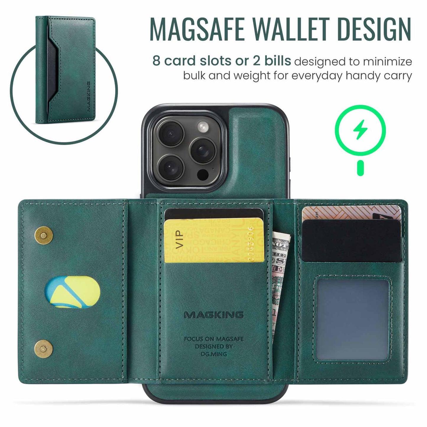 Coffee Premium MagSafe Wallet Case for iPhone 16 Pro Max – Detachable PU Leather Magnetic Card Holder