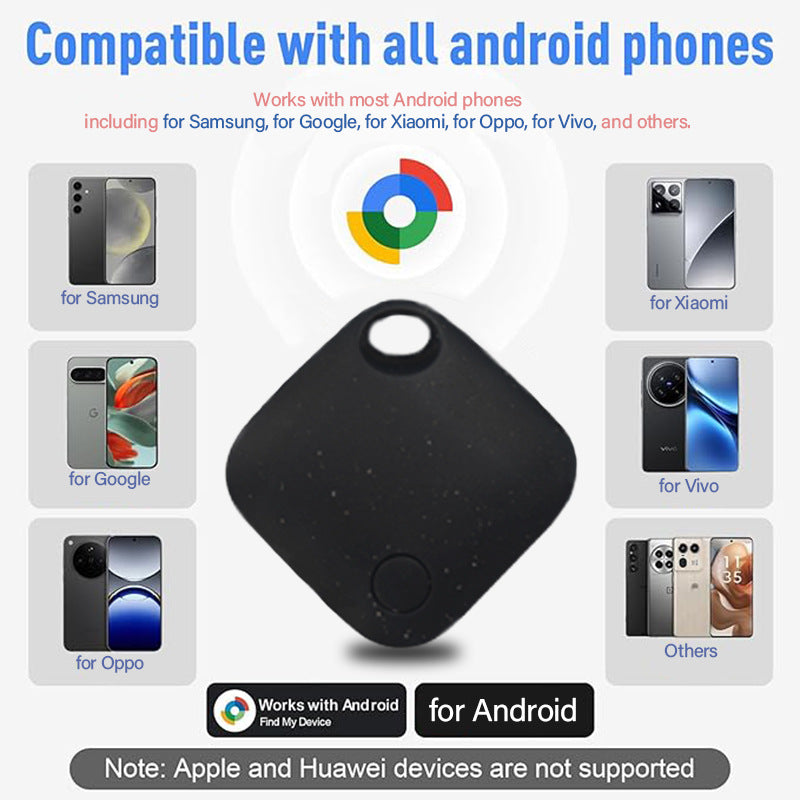 Black Smart Item Locator Tag for Android – Google Find My Device Compatible, Anti-Lost Bluetooth Tracker