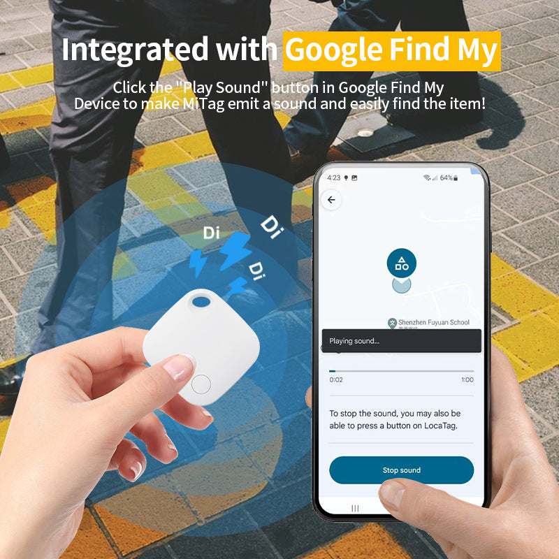 Black Smart Item Locator Tag for Android – Google Find My Device Compatible, Anti-Lost Bluetooth Tracker
