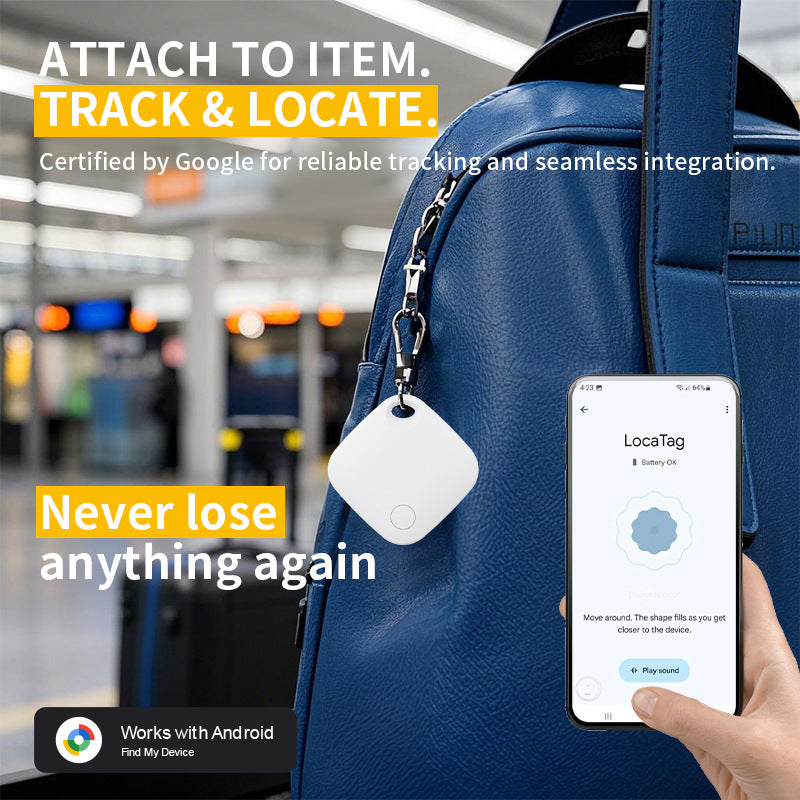 Black Smart Item Locator Tag for Android – Google Find My Device Compatible, Anti-Lost Bluetooth Tracker