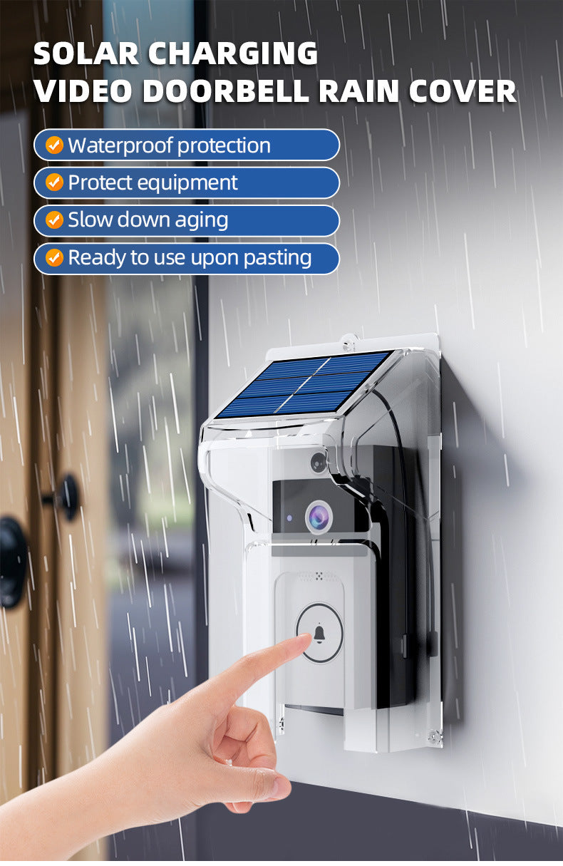 Transparent Rain Cover + HD Wireless Video Doorbell Combo – Long-Lasting Battery, Weatherproof Security