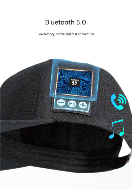 Wireless Bluetooth 5.0 Music Hat – Outdoor Speaker Cap with Mic, Sun Protection & Breathable Fabric – Navy Blue